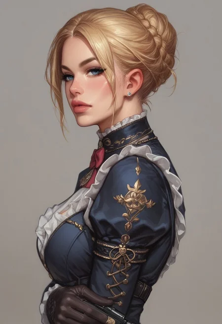 from front, (((side view))), 1girl, illustration, comic style, looking at viewer, highly detailed,
1girl, french maid, victorian room background dramatic lighting <lora:addMoreDetails:1> Ultra details++ , add more details
((full-clothed)), ((long big pistol in hands, handgun in hands))
BREAK
dynamic pose <lora:Cherry-Gig:0.55> ((((full-clothed)))), ((heavy gun in hands, pistol flamberg in hands))
BREAK
((rest room background))) score_9, score_8_up, score_7_up, score_6_up, source_cartoon, rating_explicit, Expressiveh, (((((upper body))))), dynamic pose