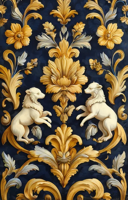 masterpiece,best quality,<lora:tbh354-sdxl:0.75>,illustration,style of Baroque patten animals
