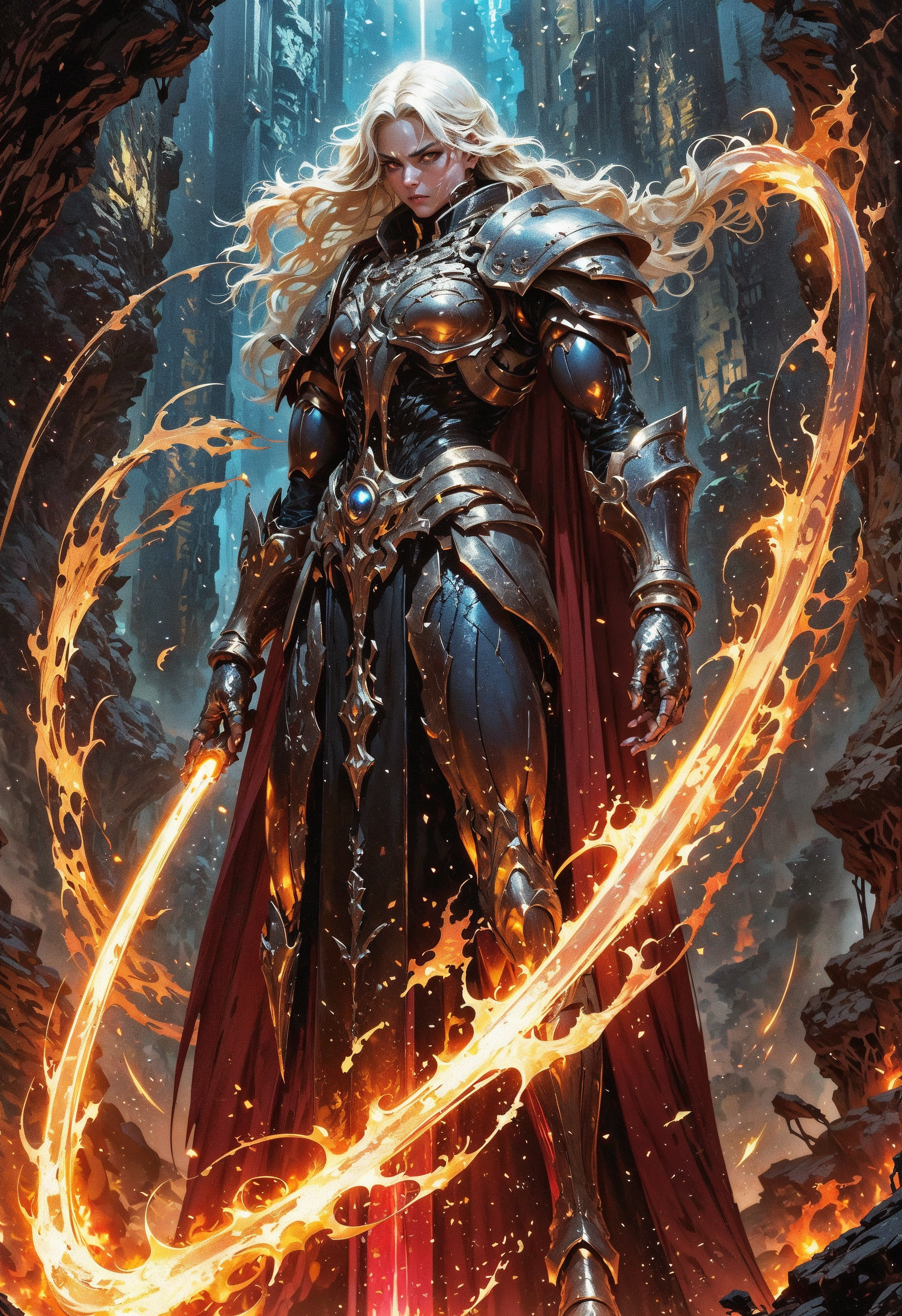 (in Krenz Cushart style:1.2), high-quality, masterpiece, A spectral warrior, her face twisted in a silent scream of rage, the camera capturing every crack in her armor and every flicker of her fiery eyes, The background dissolves into smoke and glowing embers as her gauntleted hand rises just outside the frame gripping an unseen weapon, The focus is on her expression highlighted by the sharp glow of spectral flames around her, high contrast, dramatic close-up, glowing firelight, intense focus, (elaborate fine details:1.1), (elaborately detailed attire with extraordinary elements:1.1), (hyperdetailed:1.1), (intricate details:1.0), (Refined details:1.1), (best quality:1.1), (high resolution:1.2)