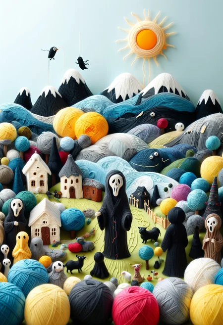 masterpiece, very aesthetic, absurdres, newest, Yarnworld, the scream, <lora:Challenge_Winnifier:0> <lora:Yarnworld-000017:1>