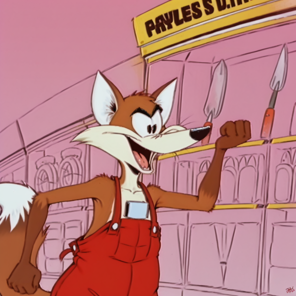<lora:Payless_DIY_Fox:1>, <lora:StS_PonyXL_Detail_Slider_v1.4_iteration_3:2>, pink background, paylessdiyfox, dark orange fur, fox tail, white underside, long white nose, black nose tip, red overalls, black eyebrows, smiling, male focus, furry, solo, animal ears, fox, (((head portrait))), black pupils, white eyes, white iris, smiling, mouth open, (((raised right fist))), (shaded, best quality, ultra quality, 8k, hdr, sharp details,) ((body turned slightly right)),