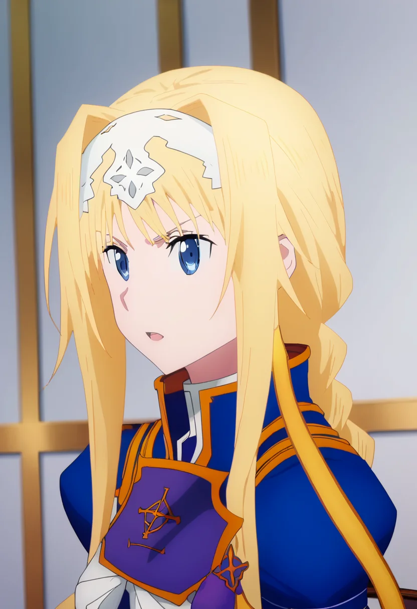 score_9, <lora:alice_zuberg:1> alice zuberg, 1girl, alice, alice zuberg, blonde hair, braid, hairband, long hair, solo, white hairband