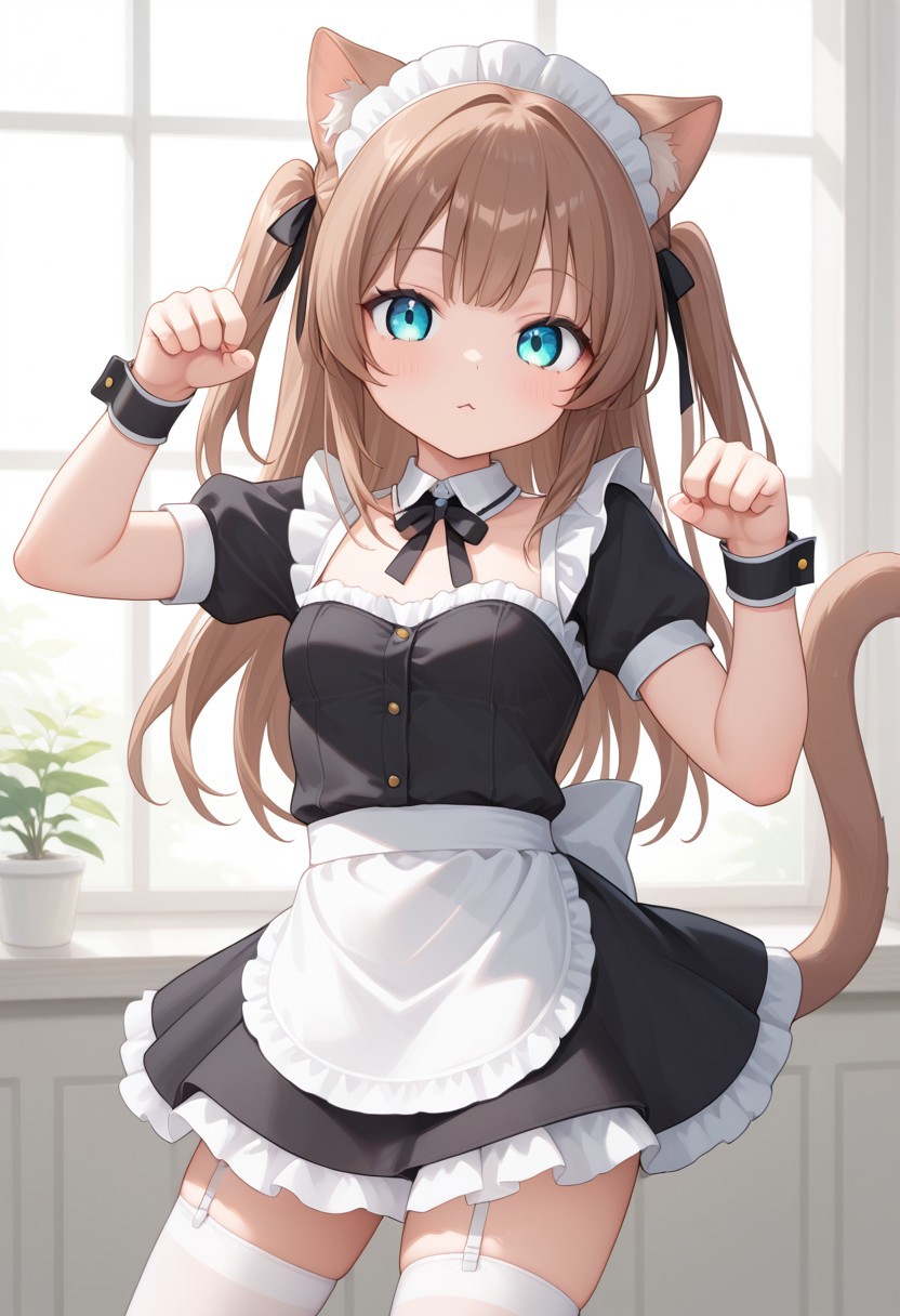 score_9, elbiachan, maid outfit, kawaii pose,