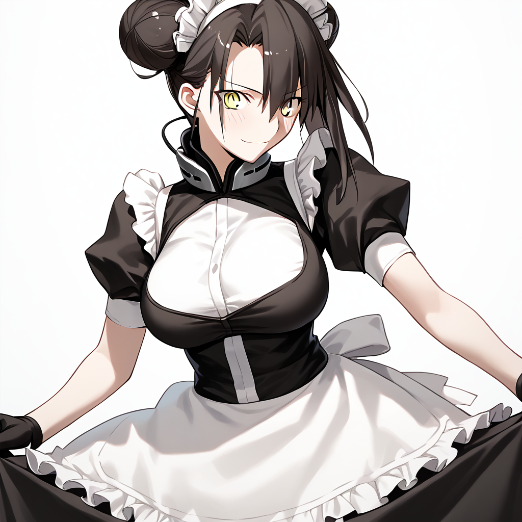 <lora:Takeuchi_Takashi_PonyXL_style_v01:1>
<lora:agent.pony:1>
score_9 , score_8_up , score_7_up , source_anime , 
masterpiece , best quality , ultra-detailed , 
BREAK
agent \(girls' frontline\), maid
1girl , woman , huge breasts , light smile , light blush , ((medusa (fate)):0.5)  , 
long black hair  , maid dress ,  
cowboy shot