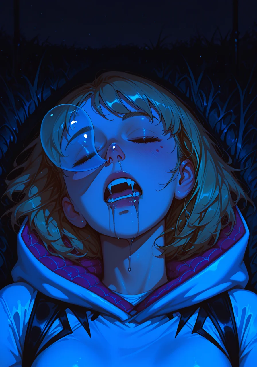 embedding:IllusP0s, artist: moriimee, nose bubble, sleeping, drooling, 1girl, gwen stacy_\(spiderman\), night, solo<lora:MoriiMee_Gothic_Niji_Style_Illustrious_r1.safetensors:1.0:1.0> <lora:nose_bubble_ill.safetensors:1:1>