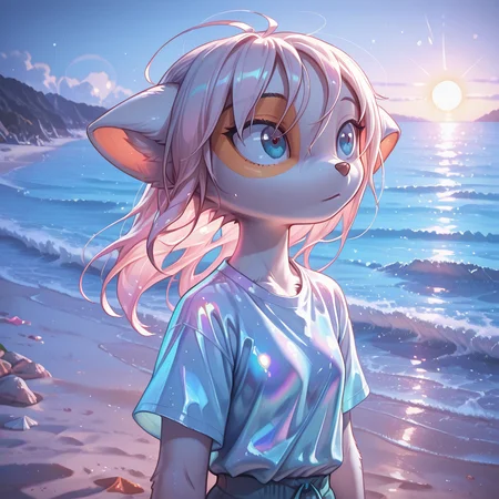 incredibly absurdres, highres, masterpiece, newest,
Dreamkeepers,paige, 1girl,solo,furry,beach,shirt,sun,hot weather,sea,outside,shore,
pastel colors, iridescent, blurry, soft_light,sunny,scenery, depth of field, bokeh,
, <lora:Dreamkeepers_lora:0.8>
