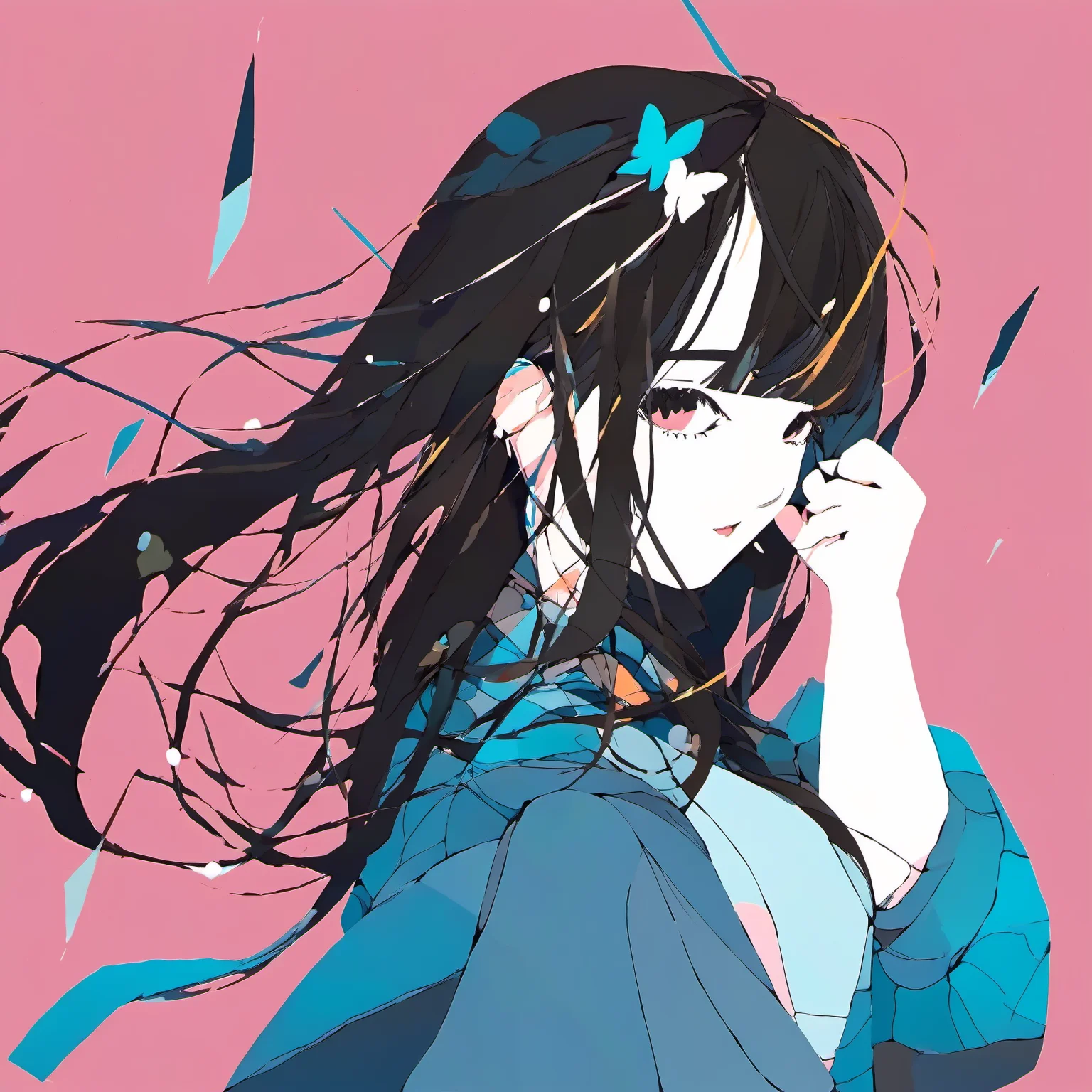 <lora:mourning_girl_xl_v1>,1girl,pink background,