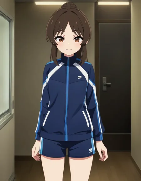 best quality,masterpiece, 4k, uncensored, prefect lighting, rating_explicit
1girl, solo,tachibana arisu, brown hair, brown eyes, long hair, bangs
tcbnarisu_CC, ponytail, shoes, track jacket,gym shorts
standing,smile ,cowboy shot, looking at viewer
,newest,official art
<lora:sdxl_lightning_8step_lora:1> <lora:tachibanaarisu_animagine_v1:0.6>