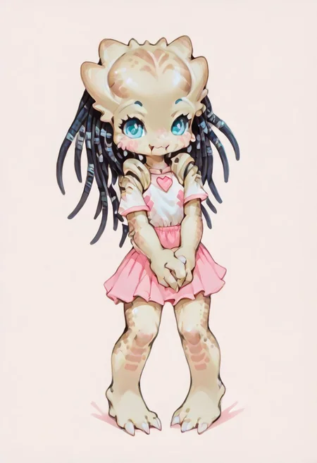 score_9, score_8_up, cute yautja, predator alien, digital art, highly detailed, zPDXL
