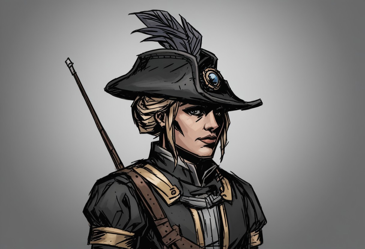 score_9, score_8_up, score_7_up, sketch, BREAK, 1girl, cowboy-shot, beautiful, dramatic lights, ((musketeer. musketeerDD. musketeerDarkest. hat))