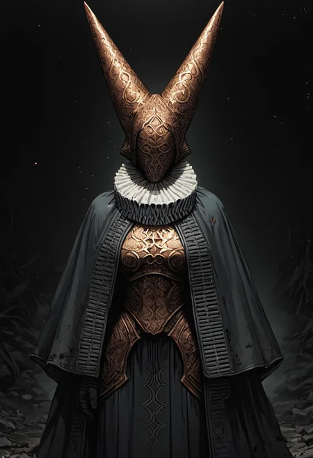 ((zPDXL3)), (SuperQuality:1.0) ~ (SuperQuality:1.2), score_9, score_8_up, score_8, Science Fiction, Star Wars, perfecteyes, ultra detailed, high resolution, high quality, masterpiece, intricate details, intricate body, intricate landscape, knva, Expressiveh, European Instagram Model, low light, muddy wasteland, No Man's Land, trenches,
BREAK
1girl, solo, source_cartoon, mature female, artillerywitch, helmet, neck ruff, cape, armor, looking at viewer, (closed mouth),
