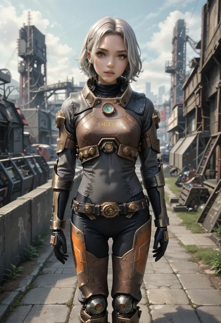 score_9,score_8_up,score_7_up,
1girl, (((master piece:1.2))),(((best quality:1.2))),(((ultra detailed))),(((1girl))),(((intricate))),(((anime screencap))),(((very aesthetic:1.2))),((( Cite 17 background))),(((absudres:1.2))),(((embroidered))),(((scenery))),((extremely detailed CG)),(dynamic angle:1.4), 
a clockpunk woman with white hair wearing a silver coat, colorful sci-fi steampunk, inspired by Mark Brooks, 🎀 🪓 �﷿, psychedelic interconnections, young girl in clockpunk clothes, cp2077, vibrant threads, chrome art, futuristic year 4 0 0 0, trending on artstaion, nanogirlv 2
BREAK,
hev suit, armor, lambda