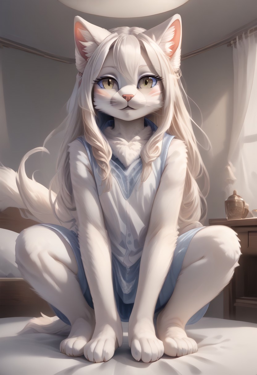 (((Barefoot furry character, full body, cinematic setting, furry female, plantigrade))) 
Illustrate a refined and poised ((cat)) with sleek ((silver-gray fur)) and striking aquamarine eyes. Adorned in fashionable ((attire with subtle botanical patterns)). The figure ((lies barefoot on lounger)) in a luxurious spa environment, surrounded by potted plants like botulinum-producing Clostridium botulinum, amidst bottles labeled "serum" and "elixir," referencing the medical use of botulinum toxin. showing paws soles to viewer.
BREAK, detailed background, 8K, (masterpiece:1.5), intricate details, highly detailed, extreme detail, octane render, fine art, best quality, highres, (detailed face:1.5), ((full_body)), UHD, (((perfect hands))), low light