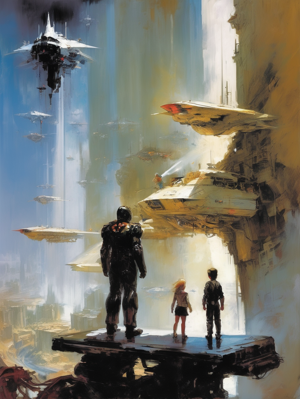 <lora:John Berkey Style:1>John Berkey Style - Witness the rise of a new hero, a young protagonist discovering their extraordinary powers, their eyes glowing with determination as they take their first steps towards becoming a legend. art by john berkey