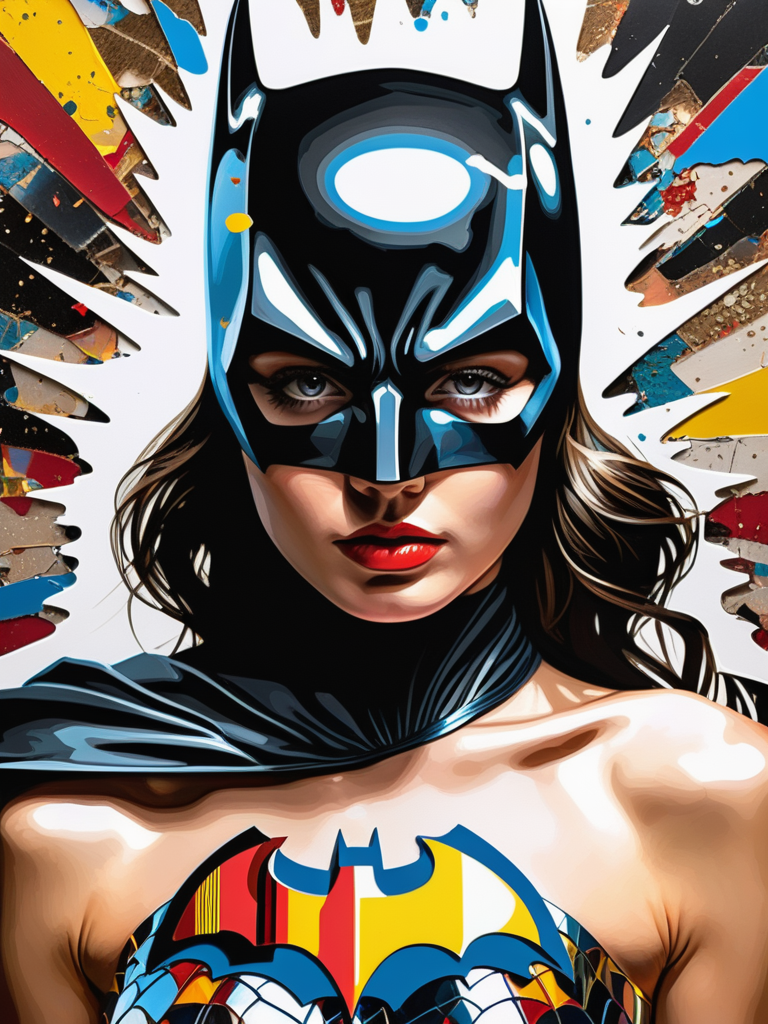 <lora:11VisualArt_Hap_XL:1.5>,Sandra Chevrier style,collage,torn paper effect ,pop art, comic book, Batman, Robin, superhero, broken hearted anime boy, Broken Glass effect, no background, stunning, something that even doesn't exist, mythical being, energy, molecular, textures, iridescent and luminescent scales, breathtaking beauty, pure perfection, divine presence, unforgettable, impressive, breathtaking beauty, Volumetric light, auras, rays, vivid colors reflects