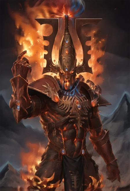 (absurdres, best quality, masterpiece:1.4), score_9, score_8_up, score_7_up, score_6_up, detailed, detailed body, detailed face,
avaKhaine, burning mouth, armor, helmet, (((blue flames, blue fire))),
mountain background