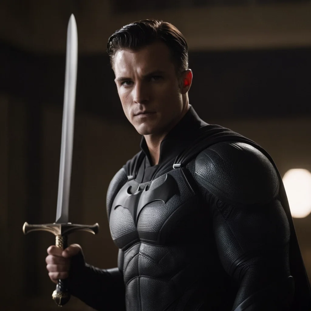 cinematic film still of <lora:Bruce Wayne:1.2>
Bruce Wayne a young man holding a sword in a dark room In Gotham City Universe, shallow depth of field, vignette, highly detailed, high budget, bokeh, cinemascope, moody, epic, gorgeous, film grain, grainy