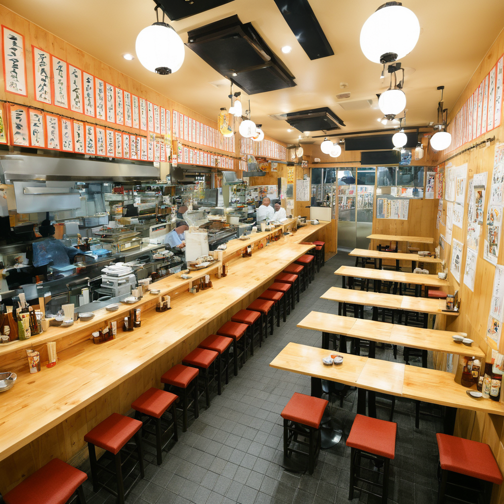 masterpiece, best quality, ultra-detailed, illustration,
sakaba, multiple boys, indoors, 6+boys, stool, scenery, alcohol, bar (place), cup, sitting, beer, shirt, bald, photo background, food, table, chair, black hair, counter, ceiling light, tiles, chopsticks, tile floor, plate, pants, bottle, male focus, japanese architecture, japan, realistic, photo background, photo (medium)
 <lora:taisyu_sakaba_SDXL_V2:1>