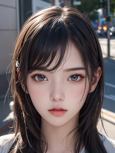 1girl, (masterpiece, best quality), RAW photo, 16k wallpaper, extremely detailed CG, amazing, ultra detailed, hyperrealistic, official art, High quality texture, incredibly absurdres, highres, 18 years old, cute girl, beautiful face, detailed large black eyes,random background,outdoors,full body,