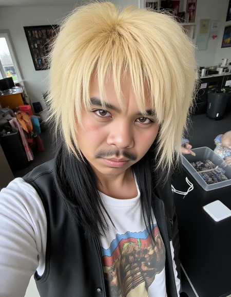 <lora:c8f046bd1da44b88b8421bde1b8acb1f_lora:1> Darkn3ss <lora:sc3neg1rl:0.75>
a man dressed as a emo girl with edgy look smiles for the camera, big blonde and black hair. he's in hell <lora:aeshteticv5:0.75> aesthetic_pos3, dynamic_pos3