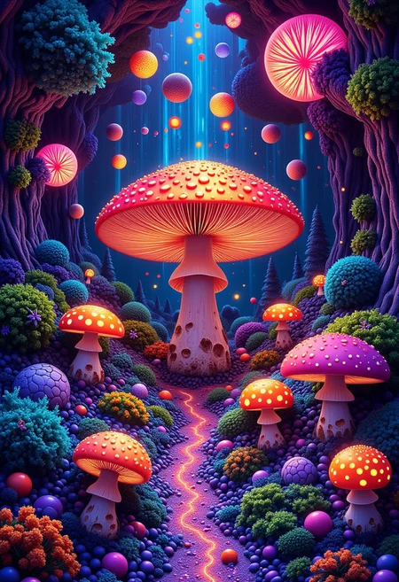 fantasy. the world viewed through the eyes of psychedelic substances. magic mushroom. very complex, in the style of Russ Mills and Milo Manara. (vivid masterpiece, (8k1.5), UHD, highly detailed, high quality, best artist, sharp edges, detailed textures, full view, mood lighting, stunning graphics)
perfection style, vivid colors, colorful, aidmaMJ6.1, mushroomz