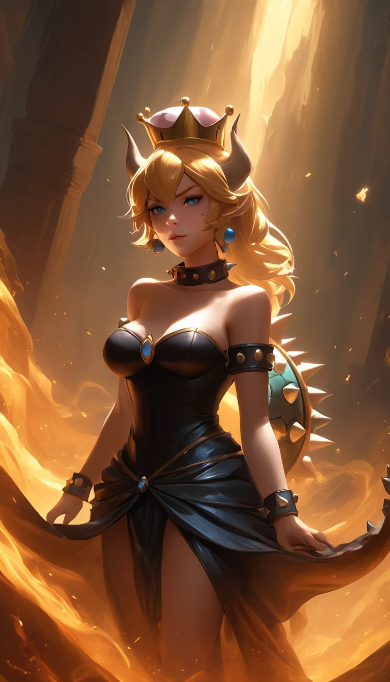 ethereal fantasy concept art of Cinematic scene, hero view, Bowsette <lora:bowsette_xl_v1:1>, action pose, detailed background, masterpiece, best quality, high quality, highres, absurdres . magnificent, celestial, ethereal, painterly, epic, majestic, magical, fantasy art, cover art, dreamy, (b&w, Monochromatic, Film Photography:1.3),  Photorealistic, Hyperrealistic, Hyperdetailed, film noir, analog style, soft lighting, subsurface scattering, realistic, heavy shadow, masterpiece, best quality, ultra realistic, 8k, golden ratio, Intricate, High Detail, film photography, soft focus