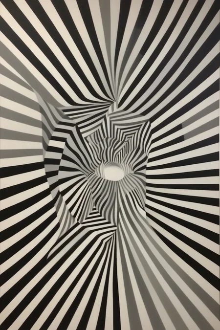<lora:Op Art:1>Op Art - Trompe l'oeil op-art on digital canvas, in the style of Bridget Riley, utilizing a grayscale color palette, exploring intricate geometric patterns that create a captivating masterpiece that challenges the viewer's perception