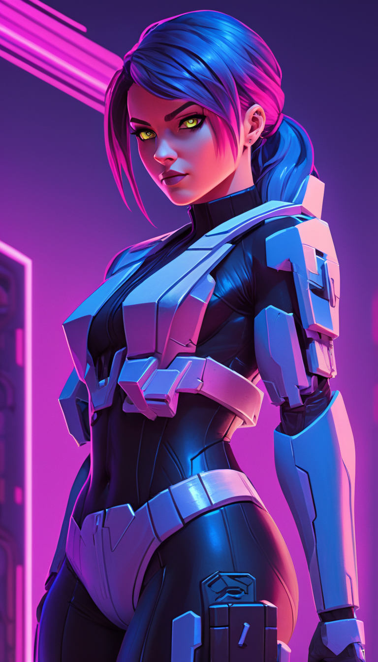 isometric style rvb agent Carolina, (reimagined in a cyberpunk universe), (cyberpunk style), (cyberpunk outfit), (punk hair), augmentation, (cyberpunk), cybernetics, cinematic scene, hero view, action pose, beautiful 8k, detailed background, masterpiece, best quality, high quality, absurdres, vivid  <lora:agent_carolina_xl_v1:1> . vibrant, beautiful, crisp, detailed, ultra detailed, intricate