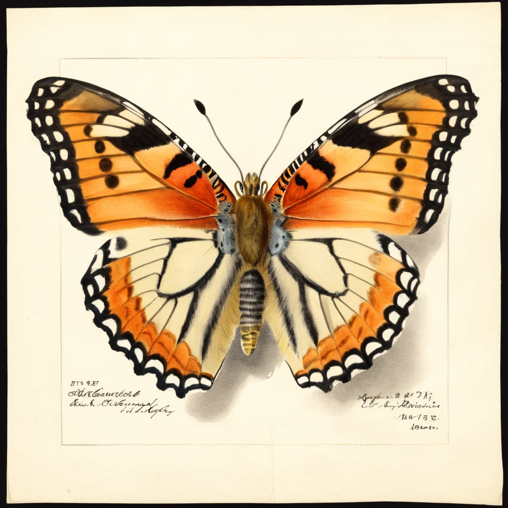 illustrative drawing of a ANATOMY OF A butterfly, anatomy,  pomological watercolor <lora:PomologicalConfig4DebWITHTE4RP:1>