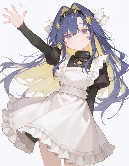 1girl, solo, voyager \(reverse:1999\), waving, smile,
very awa, masterpiece, best quality, amazing quality, absurd res, hi res, highres, <lora:NoobV065sHyperDmd:0.3> <lora:rupetan:0.8>
