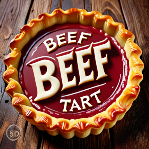 ("Beef Tart" text logo:1.2), 3d, <lora:Harrologos_V1.0:1>