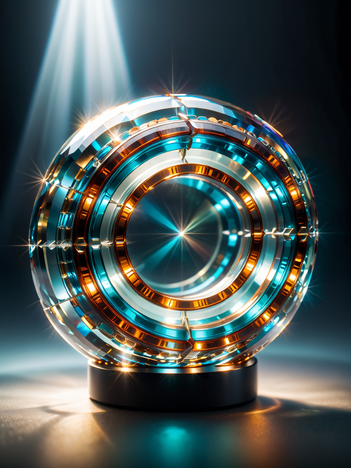 close-up of colorful mad-clfcrcle crystal, backlight, light rays, fog, night, cinematic shot, great lighting <lora:Colorful_Circles_SDXL_v2:1>, raw photo, film grain, Fujifilm XT3, (photorealistic, realistic:1.2), deep shadow,  8k, uhd, dslr, ultra high res