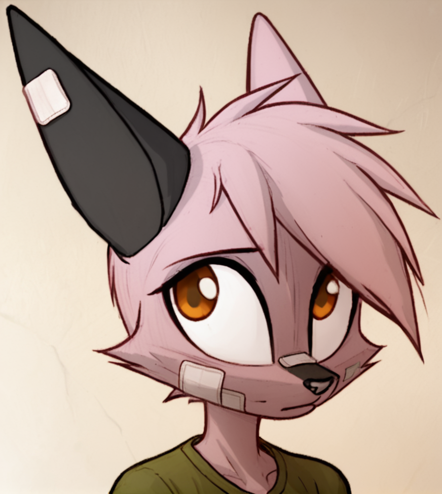 score_9, score_8_up, score_7_up,  source_anime, BREAK
viriathusvayu, <lora:ViriathusPony:0.8>,
furry , solo, 1girl, green shirt, animal ears, shirt, bandaid on face, body fur, short hair