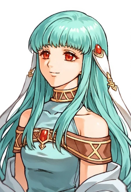 score_9, score_8_up, score_7_up, source_anime, 1girl, solo, pensive
<lora:zs_FE10PortraitsXL:1> fe10portraits, portrait, white background,
ninian, hair ornament, red eyes, aqua hair, dress, bare shoulders, smile