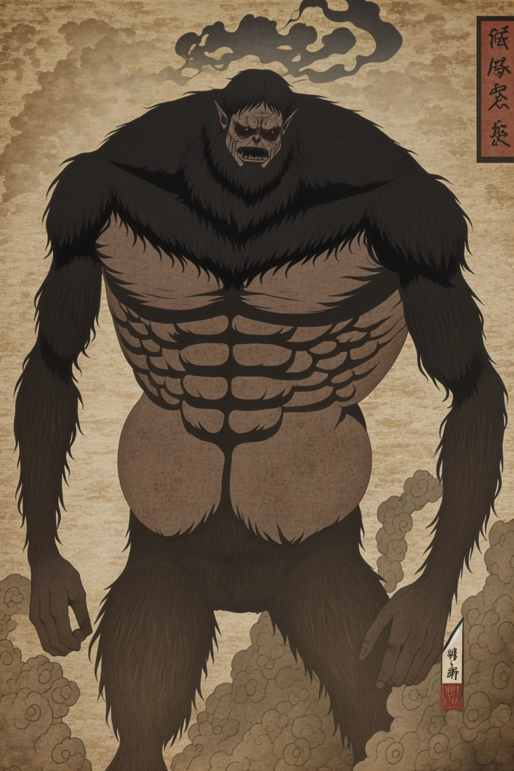 <lora:LCM_LoRA_Weights_SD15:1> <lora:Yomama_Edo_artstyle:0.85>, yomama_edo, cloud, smoke,  <lora:BeastTitan-10:0.8> beast titan, 1 titan