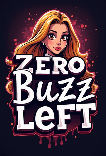 Text "Zero Buzz Left", text logo Hot Girl is ashamed of herself for spending too much buzz on flux.