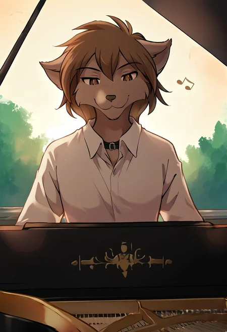 score_9, score_8_up, score_7_up,score_6_up,score_5_up, source_furry
BREAK
solo, furry male anthro, (smug, seductive), white shirt with collar, white trousers, gold watch (outdoors, sitting, playing instrument, piano, implied playing piano, playing piano, upper body, classroom, music, musical note, grand piano), front view
BREAK
<lora:Zen-Twokinds-SDXL-AnonTK-V1:0.85>, zen-twokinds, keidran, wolf tail, <lora:p:0.35>, playing_piano_front_view, <lora:Playing_piano_front_view:1>