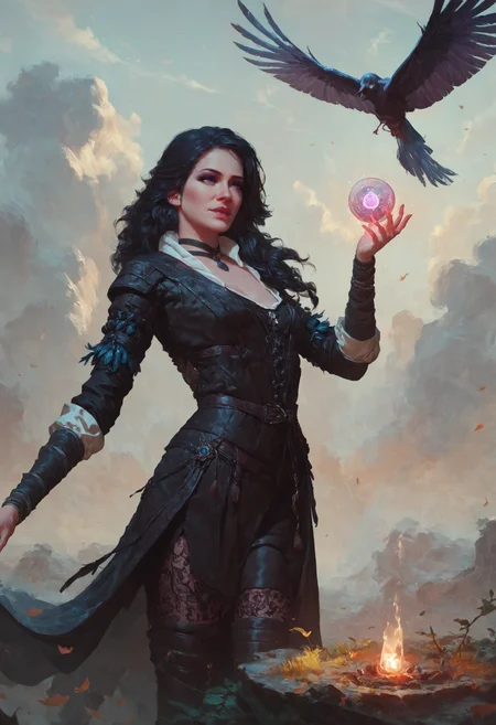 score_9, score_8_up, score_7_up, 1girl, yennefer_w3, magic, magic orb, <lora:Concept Art Style SDXL_LoRA_Pony Diffusion V6 XL:0.8>, concept art, <lora:witcher3_ciri_yen_triss_pony:0.6>