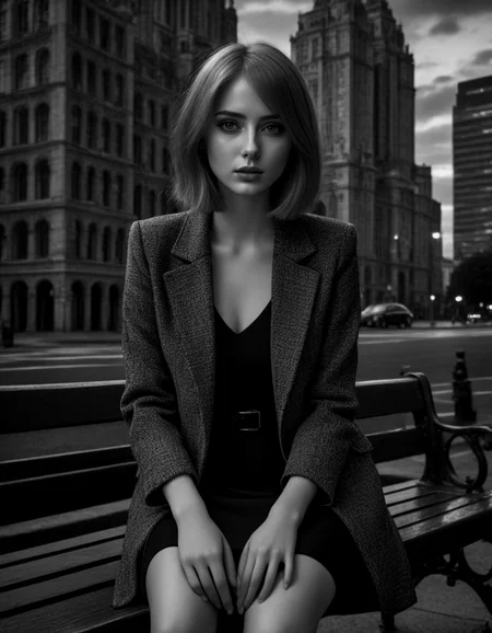 Dark Moody Atmosphere, HDR photo of monochrome raw monochrome photo, night photo,  Rikki_Wilson sitting on bench,  volumetric lighting, hyper-realistic, 32k resolution  <lora:red_architecture:1> red architecture,, greyscale, monochrome, city,   <lora:8W_v2:1> monochrome portrait . black and white, contrast, tone, texture, detailed . High dynamic range, vivid, rich details, clear shadows and highlights, realistic, intense, enhanced contrast, highly detailed, dramatic, mysterious, dark moody atmosphere
