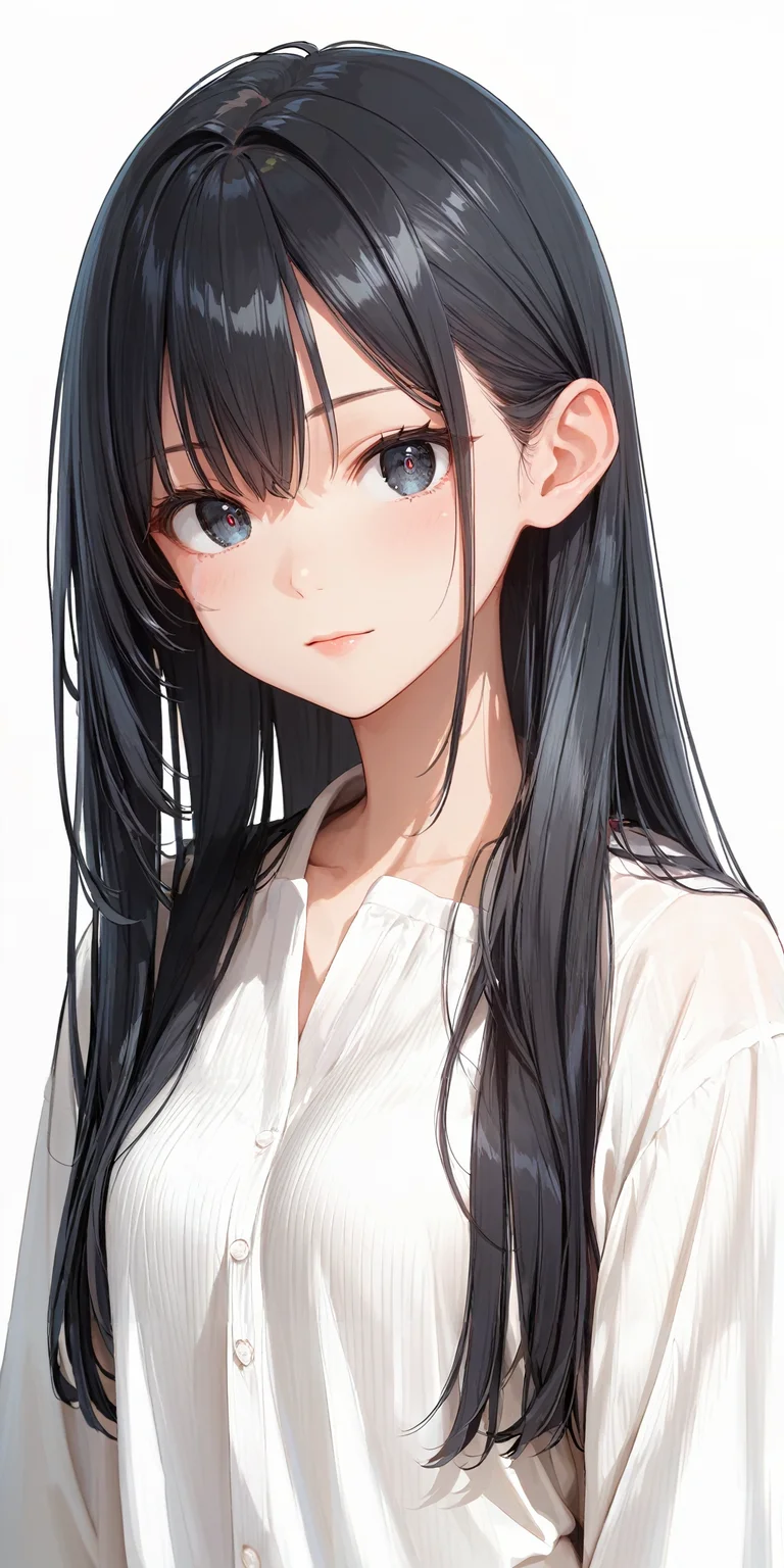 score_9, score_8_up, score_7_up,source_anime, high res image,masterpiece,best quality,girl,cute face,clear skin,shiny hair,ultra detailed eyes,simple background, <lora:straight hair_pony_V1.0:1> straight hair, long hair, black hair