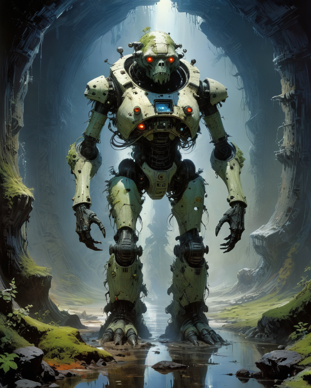 bioengineered anthropomorphic earth elemental, underground, full body, hauntingly beautiful, hyperrealistic, ultra resolution, professional photo, John Berkey Style page <lora:add-detail-xl:0.8>  <lora:xl_more_art-full_v1:0.5>   <lora:John Berkey Style:1>