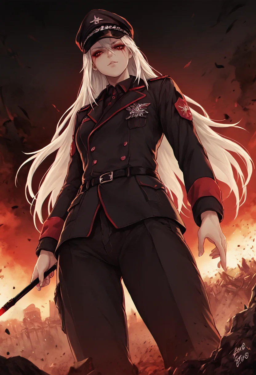 score_9, score_8_up, score_7_up, score_6_up, BREAK
<lora:PulenKompot-Zer0.Zer0_Style_PonyXL:1> zer0, 1girl, which is so bad, evil i tell ya, and scarry, dystopia, chaos, darkness, communism, communist, military uniform, cap, baton, long hair,