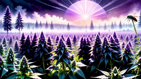 nsfw, Raw poster, concept art, landscape, psychedelic, a field of hemp plants "Purble Haze", the whole plant is flowering in violet colours and has grown very bushy  whit large buds, foggy, random weather, random daytime,  (love:1.3), (spring saeson:1.3), entropy, (mini insect:1.3), shallow depth of field detailed background, sunshaft, surreal, dark noir style, HDR, RAW, ray tracing reflections, sharp focus, ultra realistic, 12k
 <lora:EDG_-_Test_Lora:0.3> <lora:more_details:0.3> <lora:SDXLHighDetail_v5:0.3>  <lora:watercolor:0.8> watercolor