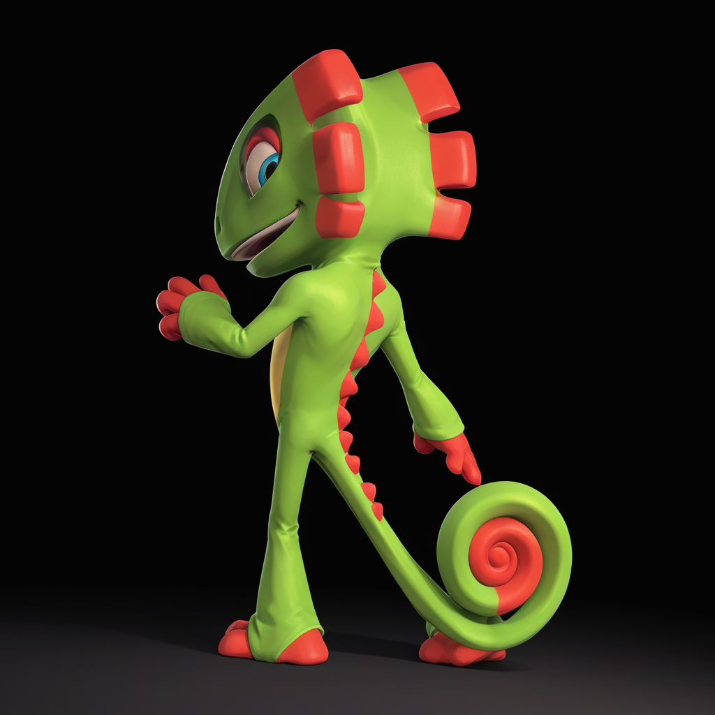 score_9, score_8_up, score_7_up, high res, absurd res, digital media (artwork), lineless, cel shading, emanata, source_furry, solo focus, open smile, male, full body, breakdancing, rave, neon background, <lora:lowres_concept_ponyXL_v1:-0.3> <lora:Yooka_-_Yooka_Layle_-_Pony_v2:1> y00k4, scalie, chameleon, ear frills, tail, curled tail, 3 toes, 4 fingers, multicolored body, green skin, orange highlights, blue eyes, back spikes