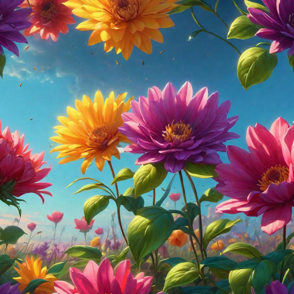 A parody of beautiful flowers, digital art, trending on Artstation by Alena Aenami and Peter Mohrbacher. Octane render 4k UHD image, highly detailed, good lighting, beautiful. epic. masterpiece. high quality resolution HD quality in gouache detailed painting by Greg Rutkowski, Thomas Kinkade. vivid color glow effect. Trending on p <lora:Details:0.85>