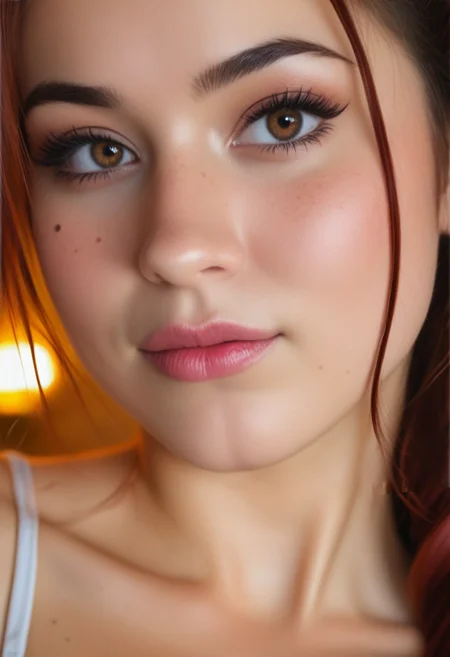 Stable_Yogis_PDXL_Positives, <lora:ponychar3-0-RBSYPV3:0.7>
ponychar3-RBSYPV3, curvaceous2, long hair, looking at viewer, burgundy hair, brown eyes, mole, portrait, freckles, realistic ,
dynamic angle, cinematic, Depth of field, bokeh, best_quality, cinematic, light particles, highly_detailed, very_aesthetic, beautiful_and_aesthetic, top_quality, hyperrealistic, photorealistic, ultra detail, curves, sexy, Ultra realistic, masterpiece. 8k, HDR,absurd_res, hi_res, detailed face, highly detailed, very aesthetic, Cinematic, absurdres, RAW, source_photo, high quality photography, ,realistic, real life,
