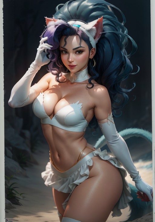 sfw, <lora:darkstalkers_felicia:0.8>, darkstalkers_felicia, smirk, dynamic pose, white dress, paw gloves,, (sexy, hot, attractive:1.3), sexy, (ultra-high res, high details, absurdres:1.3)