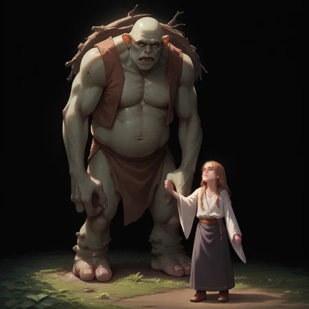 score_9, score_8_up, score_7_up, best quality, masterpiece, source_anime, zPDXL, zPDXL_xxx, BREAK
in forest, standing, 1girl , 1boy
, <lora:add-detail-xl:1> <lora:detail_eyes:0.5>, <lora:troll_harrypotter:1>troll, monster, giant, size difference