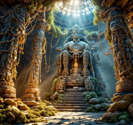 RAW photo, (masterpiece:1.3), subsurface scattering, heavy shadow, (high quality:1.4), (intricate, high detail:1.2), professional photography, HDR, High Dynamic Range, realistic, ultra realistic, photorealistic, high resolution, film photography, ambient lighting, atmospheric effects, <lora:detail_slider_v4:2>, OverallDetail, a small shrine to primitive gods in the jungle, temple, <lora:TemplesAndChurches-10:1>, epiCPhoto
