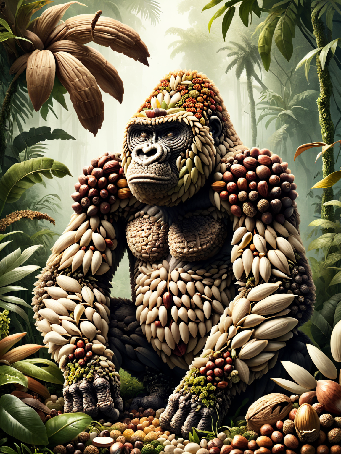 A ais-nutz gorilla in a jungle clearing <lora:ais-nutz:1>